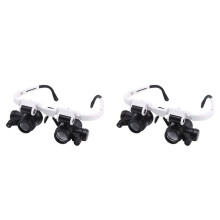 2Stück 9892H-1 Brillen Lupe Multifunktionale Stirnband Lupen mit Licht und 8X 15X 23X Linse