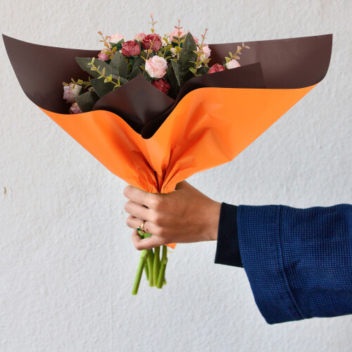Orange PVC Floral Packaging Paper Gift Wrap for Decoration 2