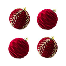 Christmas Balls Ornaments Wine Red Flocking Christmas Tree Decoration New Year Christmas Spheres A