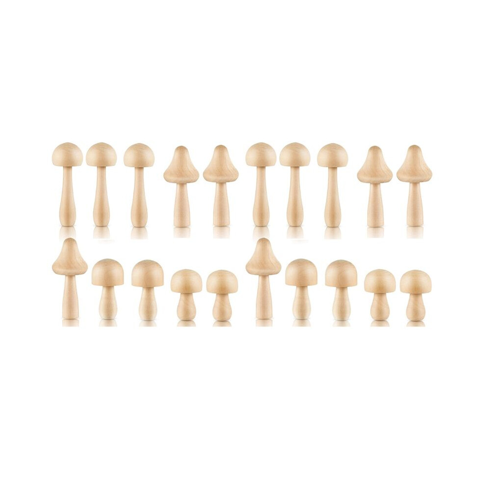20 Pieces Sizes Unfinished Wooden Mushroom Unpainted Wooden Mushroom For Arts And Crafts Projects Decoration 4712444222462