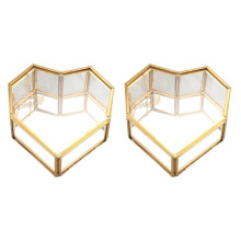2X Flip Liebes Herz Geformt Geometrische Glas Schmuck Schatulle Glas Ring Box Exquisite Einzigartige Hochzeit Schmuck Schatulle Ring für Hochzeits