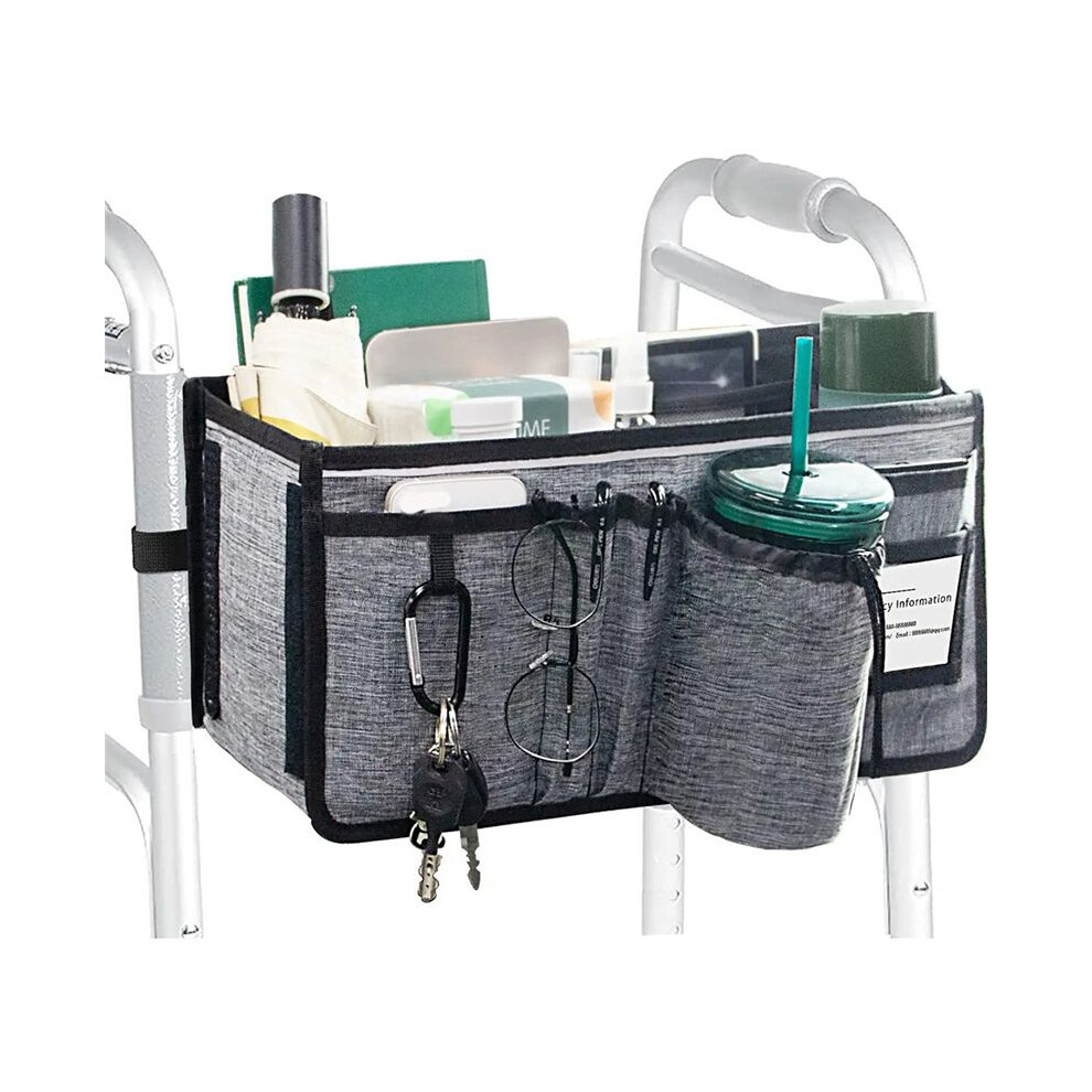 Basket for Walker Ravmix Walker Accessories Bag with Cup Holder Walker Basket for Folding Walker Hands-Free Storage Bag