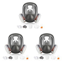 3X Volgelaatsmasker, 19-In-1 6800 Herbruikbaar Ademhalingsmasker met Filters, Anticondens, Perfect voor Verf, Spray, Stof