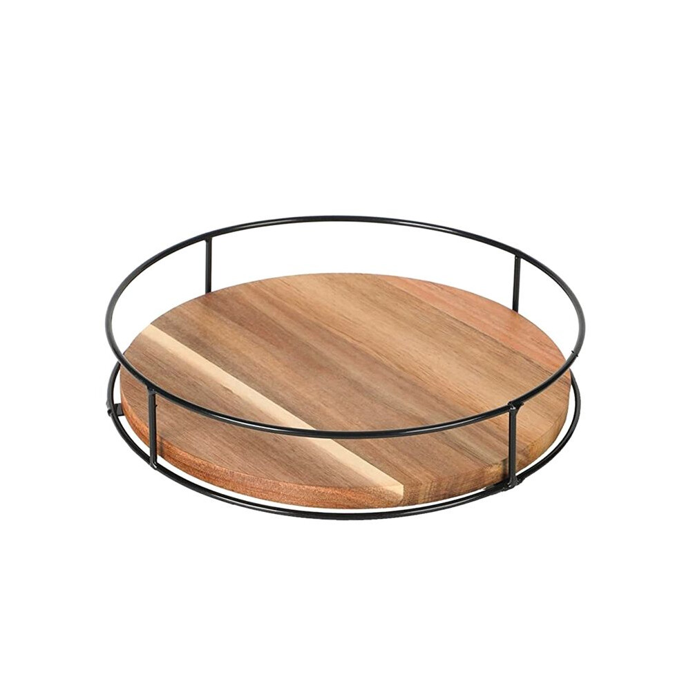Non-Skid Wood Turntable Organizer For Cabinet, Pantry, Kitchen Countertop, Refrigerator, Spice Rack, Carbonized Black 6031061470017