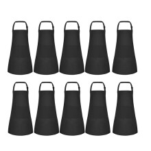 10 Pack Kids Apron Adjustable Children Apron with 2 Pockets Chef Painting Apron for Cooking Baking Painting Black