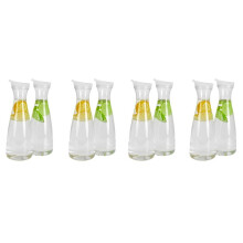 8Pcs 1L Plastic Water Carafes with White Flip Tab Lids- Food Grade & Recyclable Shatterproof Pitchers - Juice Jar