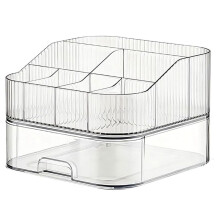 Makeup Organizer with Stackable Drawer Countertop Vanity Cosmetics Organizers for Skincare Perfumes Lotions Lipsticks A