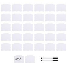 32 Pieces Basket Labels Clips and Pens Set, Includes 32 Pieces Kitchen Clip Label Holder and 2 Pieces Chalk (White)