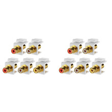 10-Pack RCA  Jack Insert Connector Socket Female Snap in Adapter Port Gold Plated Inline Coupler for Wall Plate