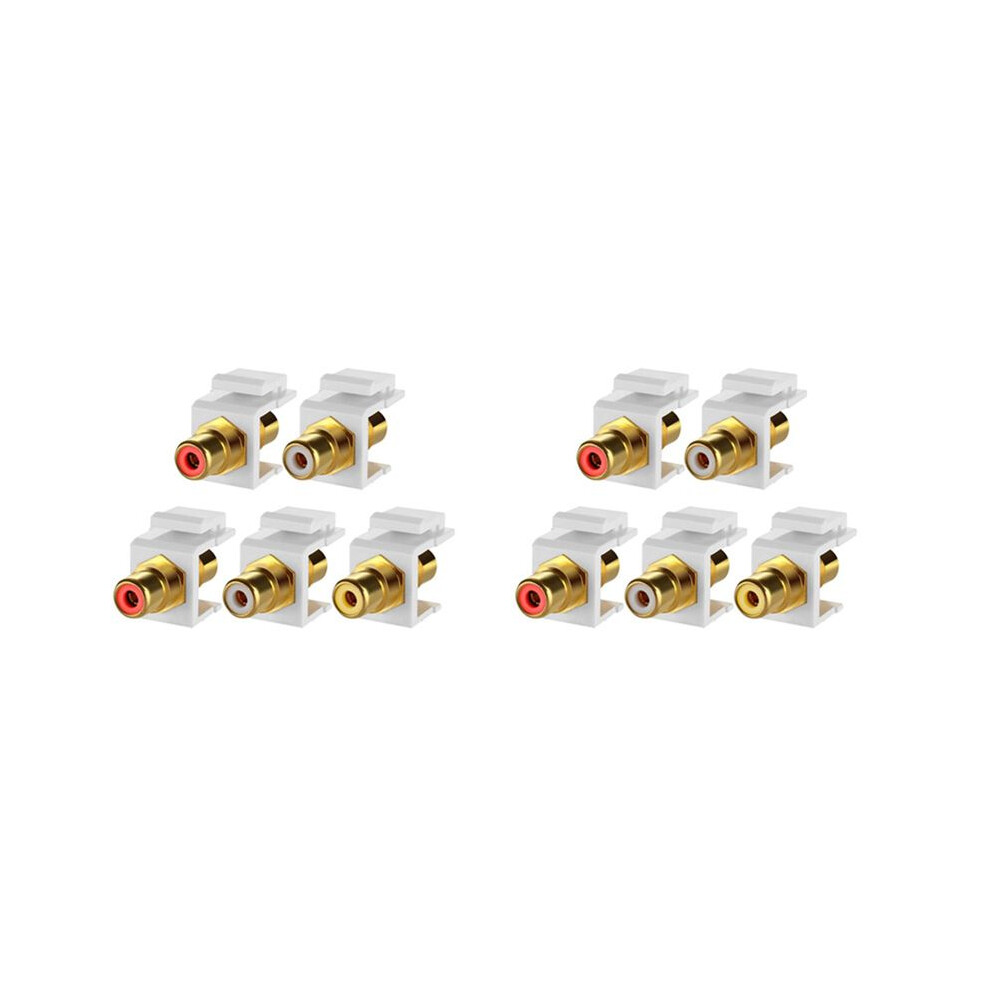 10-Pack Rca Jack Insert Connector Socket Female Snap In Adapter Port Gold Plated Inline Coupler For Wall Plate 4713032533441
