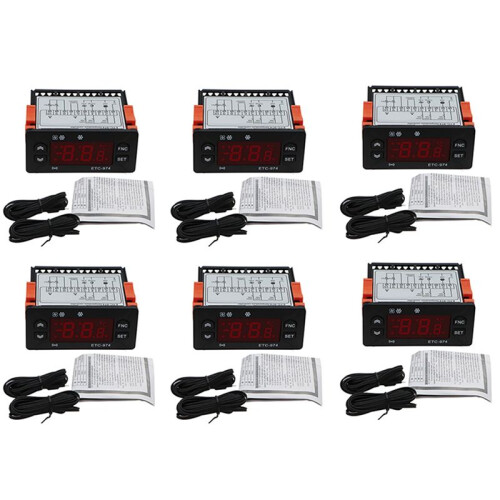 6X ETC-974 Digital Temperature Controller Microcomputer Thermostats Thermostat Refrigeration Alarm 220V NTC Sensor