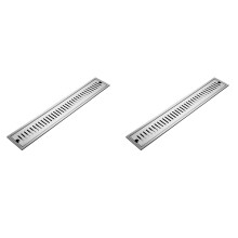 2X Rectangular Linear Shower Floor Drain Long Linear Drainage Channel Drain for Hotel Bathroom Kitchen Floor 20cm