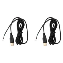 2X USB Cable Mice  for  Deathadder 2013 Approx. 2.1M 5 Wires 5 Pins Black Gold Plated Replacement Gaming Mouse