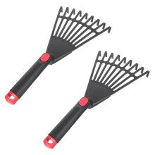 Tuinieren Handhark, Plastic Handhark Tuinieren Handgereedschap Kleine Bladharken Korte Steel Geweldig voor Gazon 2 Stuks