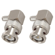 2X BNC Male Plug Right Angle Crimp for RG58 RG400 RFC195 RF Coax Adapter Connector,Silver