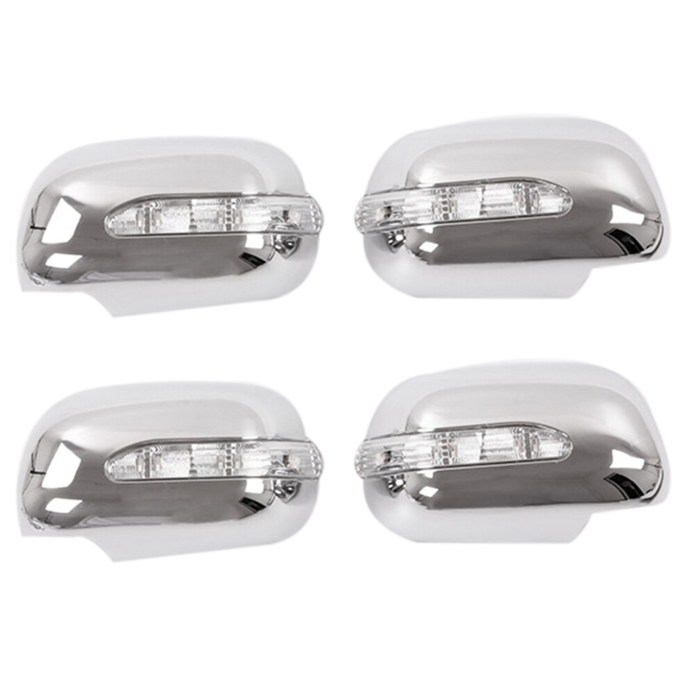 2X For Hilux Vigo 2005-2011 Chrome Rearview Side Door Mirror Cover Cap With Led Turn Signal Lamp Silver/Light 4711791526360