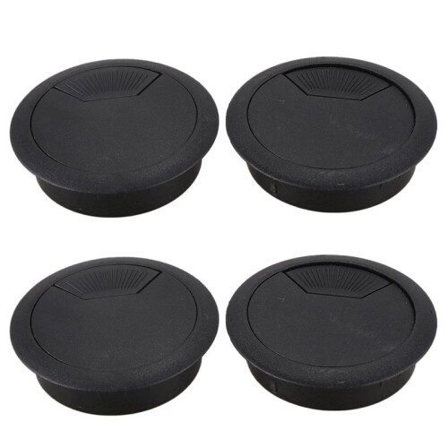 4 Pcs 50mm Diameter Desk Wire Cord Cable Grommets Hole Cover Black