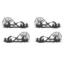 4X RV Motorhome Universal Body Sticker DIY Compass Navigation Animal Decal Sticker Decoration for Car Caravan Trailer