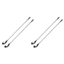 Mixing Spoon Stainless Steel Set of 4 Professional Cocktail Bar Tool (12 Inches) Japanese Style Teardrop End Design