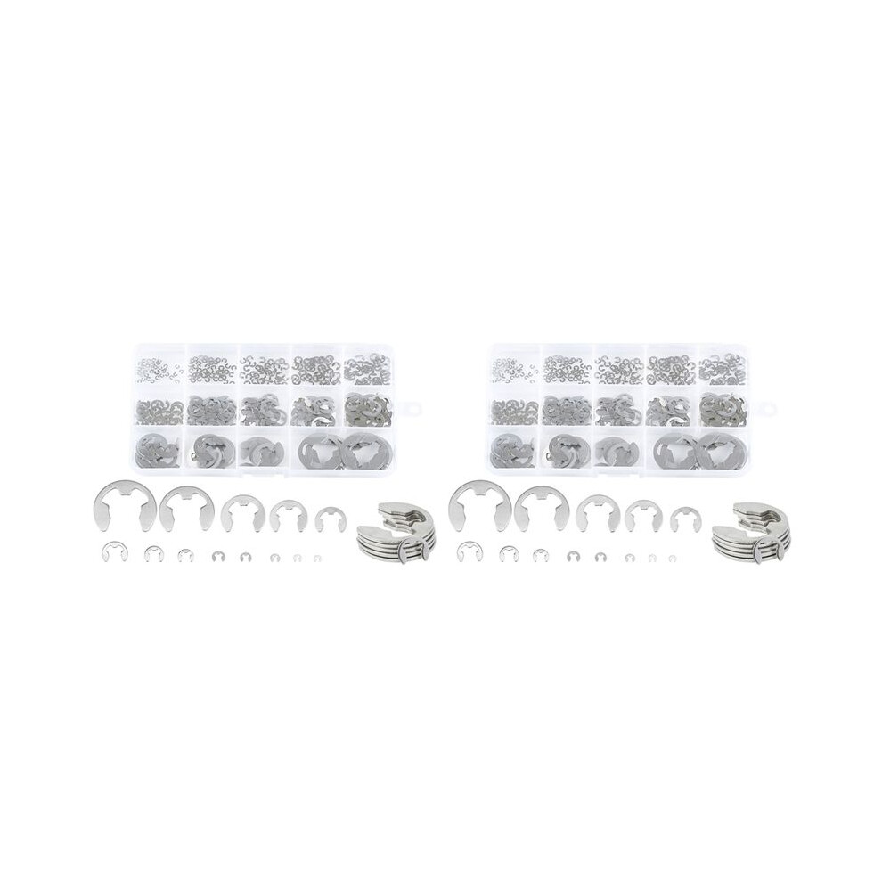 580Pcs E Clip Circlip Washer Assortment Kit Stainless Steel 1.2-15 Mm External Retaining Ring Clip For Pulleys Shaft 6032695558003