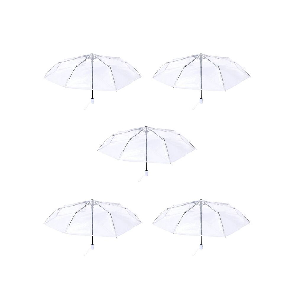 Semoic 5X Transparent Umbrella Rain Sun Rain Auto Umbrella Compact Folding Windproof Style Clear Umbrella,Transparent & White