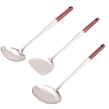 Wok-Spatel und SchöPflöFfel, Skimmer SchöPflöFfel Werkzeug Set, 17 Zoll Spatel für Wok, 304 Rostfreier Stahl Wok Spatel