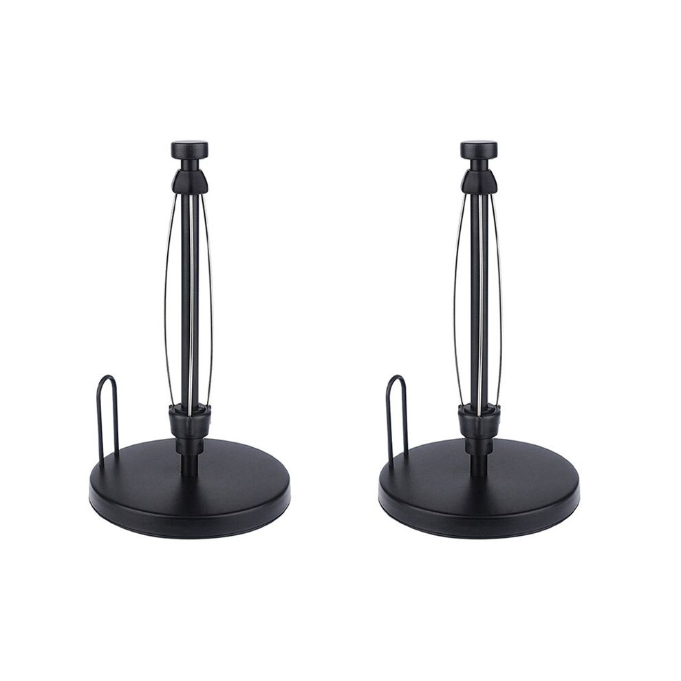2X Paper Towel Holder Countertop, Paper Towel Stand With Ratchet System For Kitchen Bathroom Black 6033788118395