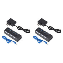 2X USB 3.0 Power Adapter 4 Multi USB Splitter Hub 3.0USB Hub 50CM Cable Hub Docking Station US Plug