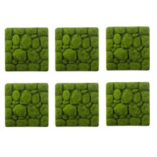 6X Grass Mat- Stone Shape Indoor Green Artificial Lawns Turf Carpets Fake Sod Moss for Home Hotel Wall Balcony Decor