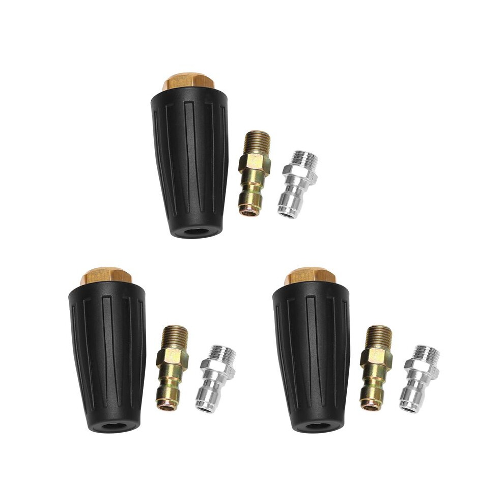3X Pressure Washer Rotating Spray Turbo Nozzle Universal with 1/4 Inch Quick Connect Plug (Black Turbo Spray Nozzle)