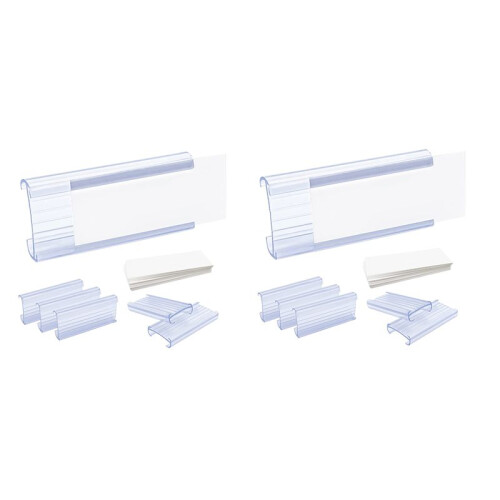Wire Shelf Label Holders, 60 Pack Plastic Wire Shelf Label Clips with Label Paper Removable Wire Rack Label Holder