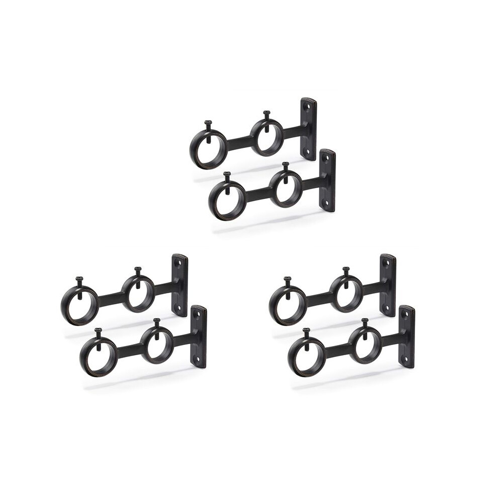 Curtain Rod Bracket, 6Pcs Double Curtain Rod Holder, Double Rod Brackets Hooks For Living Room Bedroom Curtain Rods 6033340101681