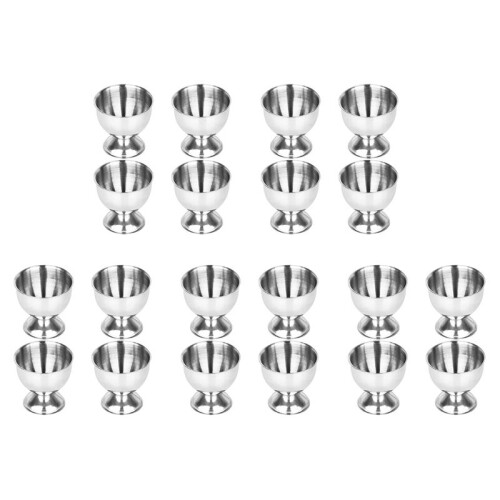 20X Egg Cups Set Stainless Steel Eggs Hard Boiled Eggs and Soft Tray Tool Holders Kitchen, Silver