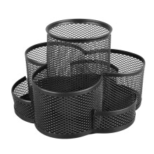 Mesh-Schreibtisch-Organizer mit 7 Fächern, 360 drehbarer Metall-Stiftehalter für Büro und Zuhause