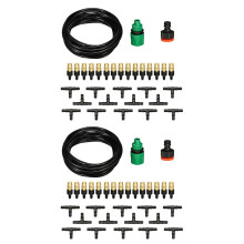 2X Patio Cooling Misting System Water Spray Mist Atomizing Hose Nozzles Set Garden Greenhouse Irrigation Watering Kit