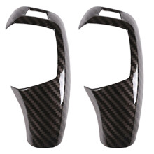2X Gear Shift Knob Cover for - F20 F30 F31 F34 X5 F15 X6 F16 Carbon Fiber Gear Shift Collars Handle Case