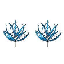 2X Wind Spinner Metal Windmill 3D Wind Powered Kinetic Sculpture Lawn Metal Wind Solar Spinners Yard and Garden Decor,B