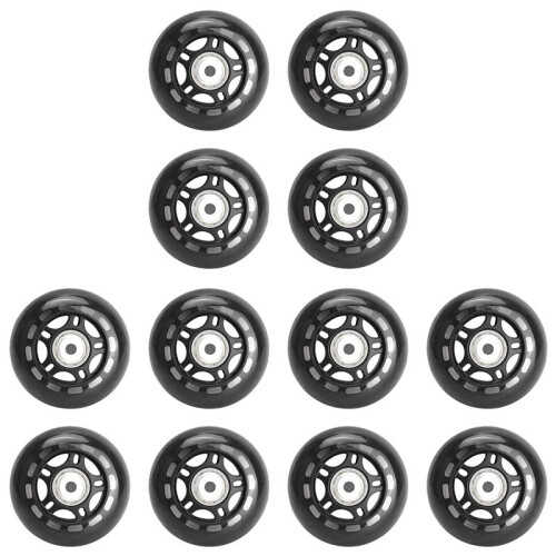 12 Pack Inline Skate Wheels Indoor/Outdoor Replacement Wheel with Bearings 70mm,Black