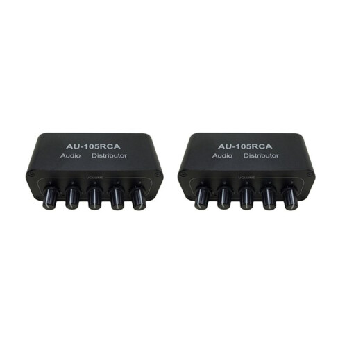 2X Stereo Audio Mixer 1 Input 5 Output Multi-Channel Audio Source Distributor RCA Interface for Power Amplifiers
