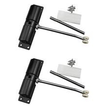 2X Door Closer Household Black Belt Wheel Adjustable Automatic Door Closing Light Zinc Alloy Spring Door Closer