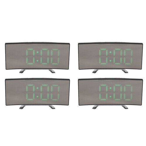 4X Relógio Digital de Tela LED Curvo de 7 Polegadas para Quarto de Crianças, Relógio de Número  Verde, Despertador Inteligente Leve, FunçãO