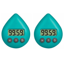 2X Silent Non-Ticking Battery Operated Shower Timer, Waterproof Digital Timer, Small Size Cute Timer Green