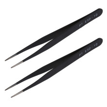 2X Pinza de Metal Punta Recta Afilada - Negro