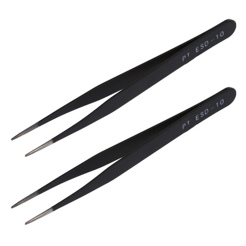 2X Pinza de Metal Punta Recta Afilada - Negro