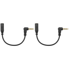 2pcs 3.5mm 3 Pole TRS Female to 4 Pole TRRS Male 90 Degree Right Angled Microphone Adapter Cable