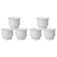 6Pcs Recessed Drop in Plastic Cup Drink Can Holder with Drain for Boat Car Marine Rv (White)