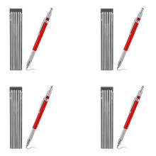 4X Schweißerbleistift mit 48 Stück Silberstreifen-Nachfüllungen, Metallmarker, Mechanischer Schweißbleistift, Rohrschlosser, Fertigung, Rot