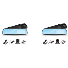 2Set 4,3 Tums Bil DVR Backspegel Körande Videobandspelare Dual Lens Dash Camera 1080P IPS Front och Bakre Camera Dash Cam