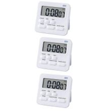 3X Cronômetro de Cozinha, Cronômetro de Ovo com RelóGio, Cronômetro de Cronômetro Digital com Alarme Sonoro de LCD para Cozinhar, Assar, Praticar