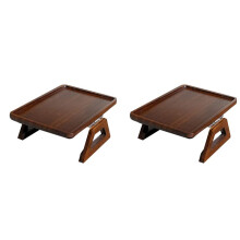 2X Canapé Accoudoir Clip Plateau Accoudoir Table Portable Table D'Appoint Canapé Table Canapé Plateau pour Cupcake Café Brun Foncé